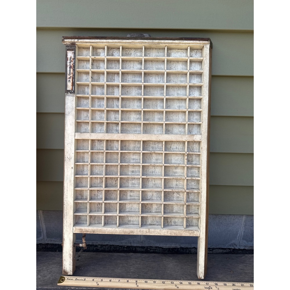 Vintage Ludlow Wooden Printers Type Tray Letterpress Drawer White Display Case